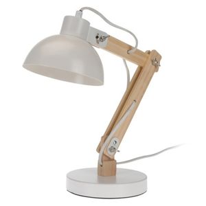 DekorStyle Dřevěná stolní lampa bílá