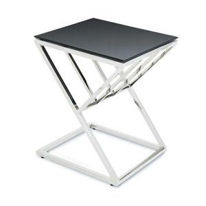 DekorStyle Odkládací stolek OBLIC stříbrný