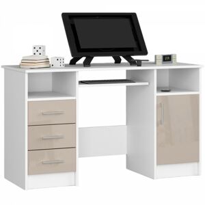 Ak furniture Volně stojící psací stůl Ana 124 cm bílý/cappuccino - lesk