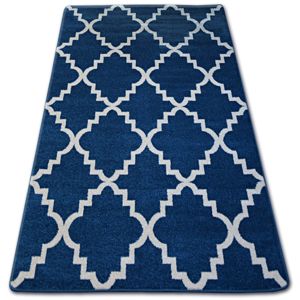 3kraft Kusový koberec SKETCH Henry modrý /bílý trellis