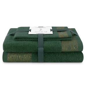 AmeliaHome Sada 3 ks ručníků ALLIUM klasický styl zelená, velikost 50x90+70x130