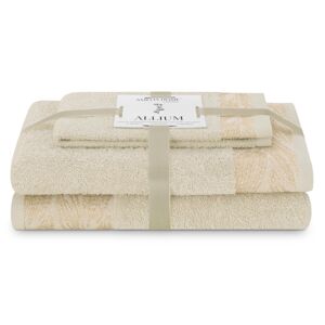 AmeliaHome Sada 3 ks ručníků ALLIUM klasický styl béžová, velikost 50x90+70x130