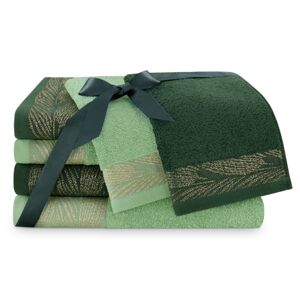 AmeliaHome Sada 6 ks ručníků ALLIUM klasický styl zelená