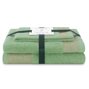 AmeliaHome Sada 3 ks ručníků ALLIUM klasický styl světle zelená, velikost 50x90+70x130