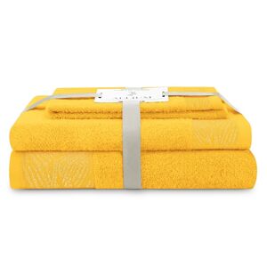 AmeliaHome Sada 3 ks ručníků ALLIUM klasický styl žlutá, velikost 50x90+70x130