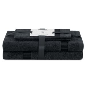 AmeliaHome Sada 3 ks ručníků AVIUM klasický styl černá, velikost 30x50+50x90+70x130