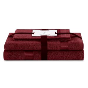 AmeliaHome Sada 3 ks ručníků AVIUM klasický styl vínová, velikost 30x50+50x90+70x130