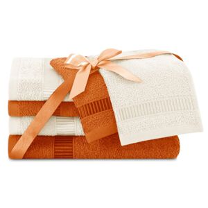 AmeliaHome Sada 6 kusů ručníků AVIUM klasický styl oranžová