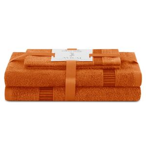AmeliaHome Sada 3 ks ručníků AVIUM klasický styl oranžová, velikost 50x90+70x130
