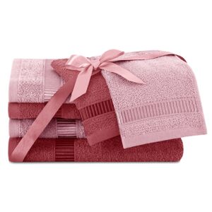 AmeliaHome Sada 6 ks ručníků AVIUM klasický styl růžová