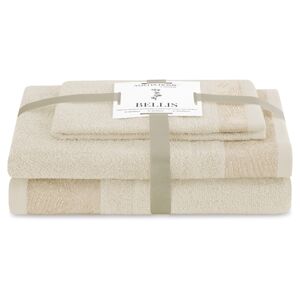 AmeliaHome Sada 3 ks ručníků BELLIS klasický styl béžová, velikost 30x50+50x90+70x130