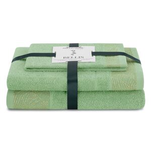 AmeliaHome Sada 3 ks ručníků BELLIS klasický styl světle zelená, velikost 50x90+70x130