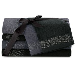 AmeliaHome Sada 6 ks ručníků BELLIS klasický styl černá