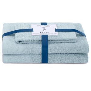 AmeliaHome Sada 3 ks ručníků FLOSS klasický styl světle modrá, velikost 50x90+70x130