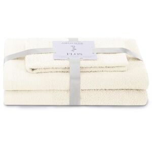 AmeliaHome Sada 3 ks ručníků FLOSS klasický styl krémová, velikost 50x90+70x130