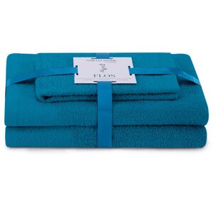AmeliaHome Sada 3 ks ručníků FLOSS klasický styl modrá, velikost 50x90+70x130