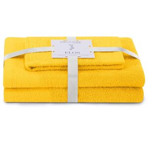 AmeliaHome Sada 3 ks ručníků FLOSS klasický styl žlutá, velikost 50x90+70x130