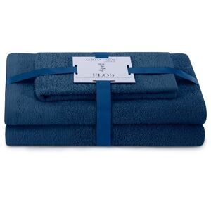 AmeliaHome Sada 3 ks ručníků FLOSS klasický styl námořnická modrá, velikost 50x90+70x130