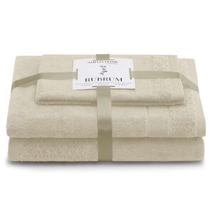 AmeliaHome Sada 3 ks ručníků RUBRUM klasický styl béžová, velikost 50x90+70x130