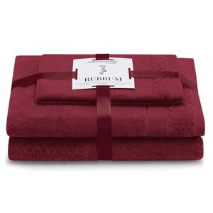AmeliaHome Sada 3 ks ručníků RUBRUM klasický styl vínová, velikost 50x90+70x130