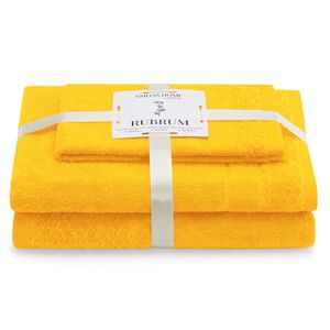 AmeliaHome Sada 3 ks ručníků RUBRUM klasický styl žlutá, velikost 30x50+50x90+70x130