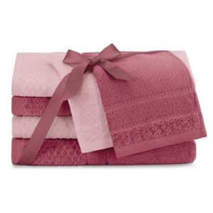 AmeliaHome Sada 6 ks ručníků RUBRUM klasický styl růžová