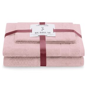 AmeliaHome Sada 3 ks ručníků RUBRUM klasický styl pudrově růžová, velikost 50x90+70x130
