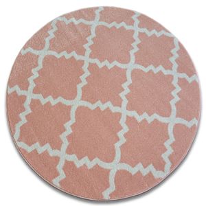 3kraft Kulatý koberec SKETCH GEORGE růžový / krémový trellis