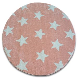 3kraft Kulatý koberec SKETCH CONNOR růžový / krémový - Hvězda