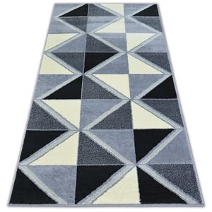 3kraft Kusový koberec BCF BASE TRIGONAL 3974 trojúhelníky černý/šedý