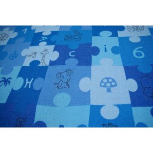 Dywany Lusczow Dětský koberec PUZZLE modrý, velikost 100x500