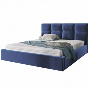 Hector Čalouněná postel Ksavier 140x200 dvoulůžko - námořnická modř 
