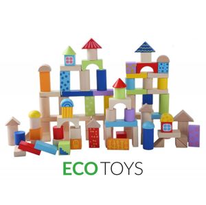 Dřevěné kostky EcoToys 100 ks