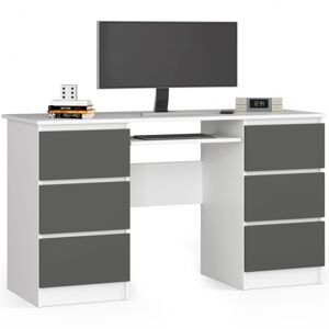 Ak furniture Psací stůl A-11 135 cm bílý/šedý