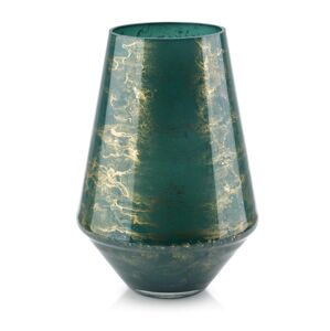 Vandergroff Skleněná okrasná váza CRISTIE DIAMENT 27 cm imitace zeleného mramoru