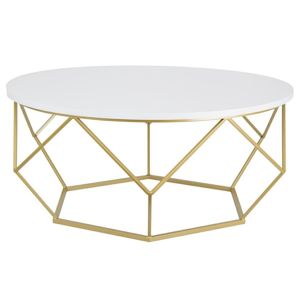DekorStyle Kovový konferenční stolek Diamant 90 cm zlato-bílý