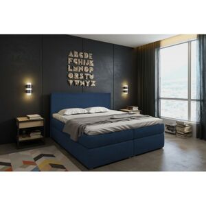 Hector Kontinentální velurová postel Lisa 160x200 cm tmavě modrá