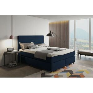 Hector Kontinentální velurová postel Paula 160x200 cm tmavě modrá