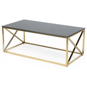 Hector Skleněný konferenční stolek Sophia 120 cm zlatý/kouřové sklo