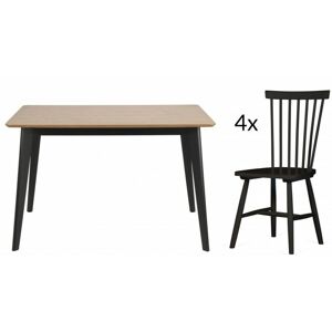 Hector Jídelní stůl Roxby 120 cm + 4 jídelní židle Edgardo dub/černé