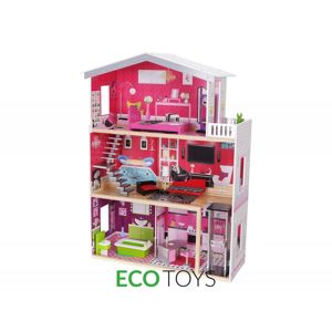 ECOTOYS Dřevěný domek pro panenky Rezidence Malibu Eco Toys