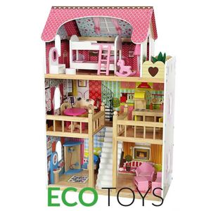 Dřevěný domeček Rezidence Malina + 2 panenky Ecotoys