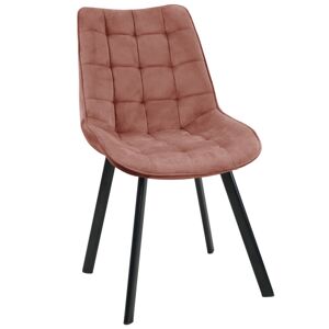 Ak furniture Prošívaná čalouněná velurová židle Algate pudrově růžová