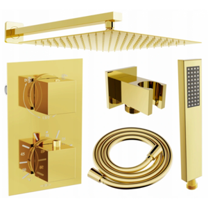 Sprchový set podomítkový MEXEN CUBE DR02 30 cm zlatý