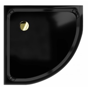 Čtvrtkruhová sprchová vanička MEXEN FLAT SLIM 70x70 cm černá + zlatý sifon