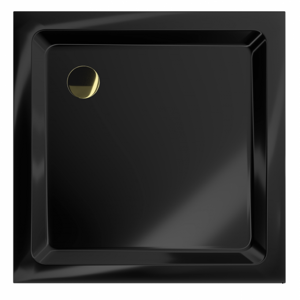 MEXEN Sprchová vanička se zlatým sifonem 90 x 90 cm černá
