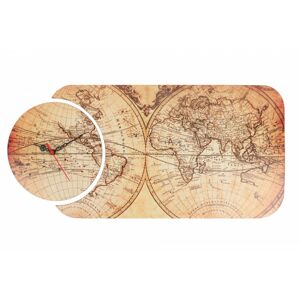 Hanah Home Nástěnné hodiny Mapa polokoule 68x32 cm vícebarevné