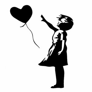Hanah Home Dekorativní samolepka na zeď Dívka s balónkem černá