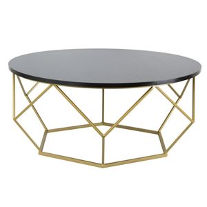 DekorStyle Kovový konferenční stolek Diamant 90 cm zlato-černý