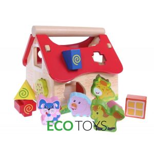 ECOTOYS Dřevěný domek farma se zvířátky Eco Toys